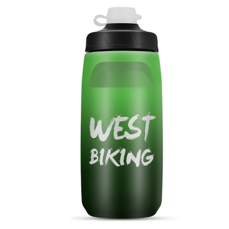 Bicycle Water Bottle Portable Outdoor Cycling Water Cup (Black Green Gradient, 620ML)