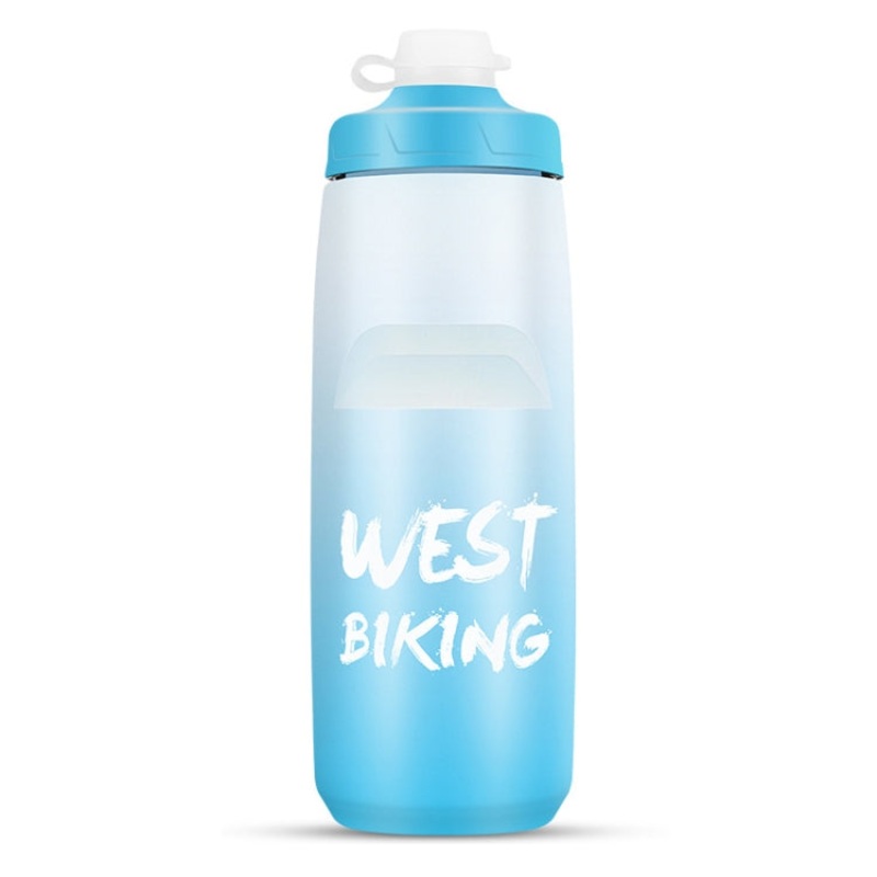Bicycle Water Bottle Portable Outdoor Cycling Water Cup (White Blue Gradient)