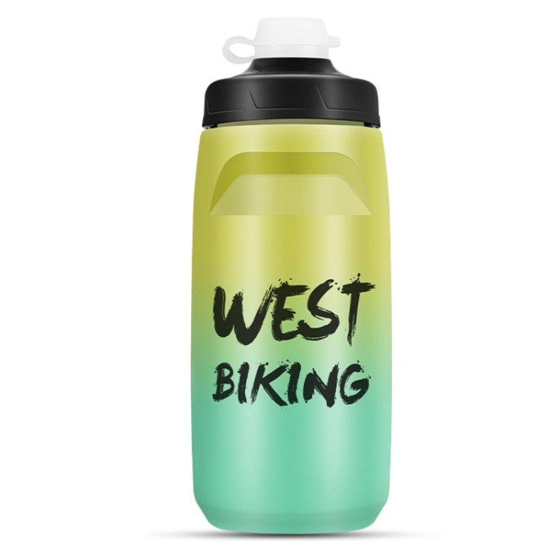 Bicycle Water Bottle Portable Outdoor Cycling Water Cup (Yellow Green Gradient, 620ML)