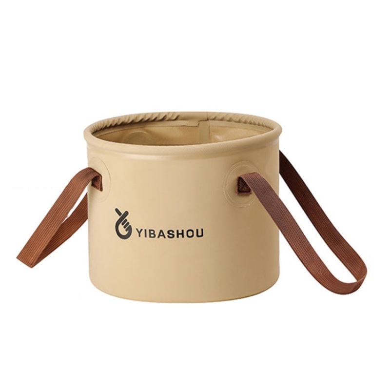 Outdoor Folding Bucket Travel Camping Portable Large Capacity Water Storage Bucket 10L Beige (10L)