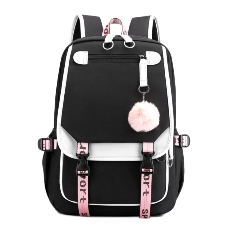 Casual Outdoor Traveling Backpack Schoolbag Multi-Layer Computer Shoulder Bag Black White (Black with White)