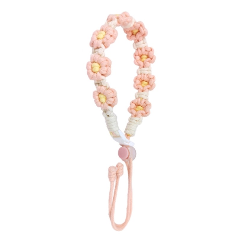 Hand-Woven Cute Daisy Mug Strap for Sports Water Cup Cover (Orange Pink)