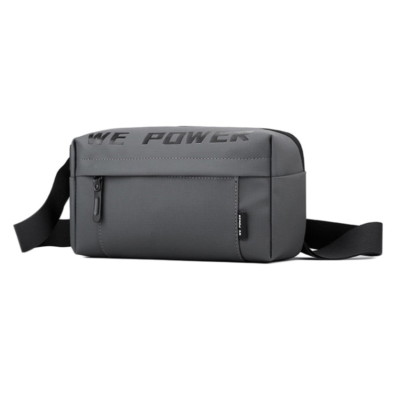 Men Casual Single Shoulder Crossbody Bag Functional Style Chest Bag (Grey)