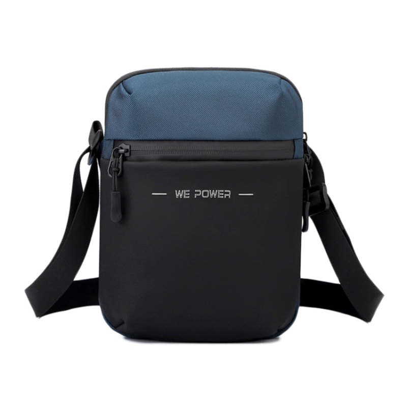 Men Single Shoulder Bag Simple Business Casual Crossbody Bag (Dark Blue)