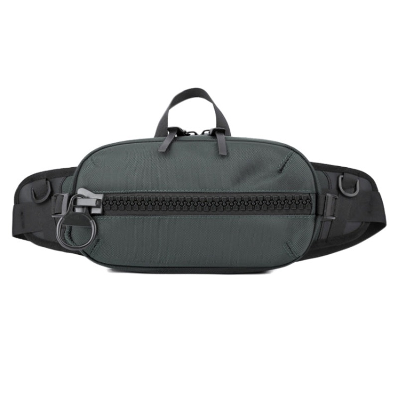 Men Sports Waist Bag Simple Single Shoulder Satchel Grey (One Size)