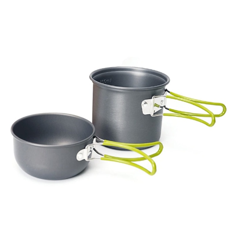 Outdoor Camping Cookware Picnic Portable Pot (Green Handle)