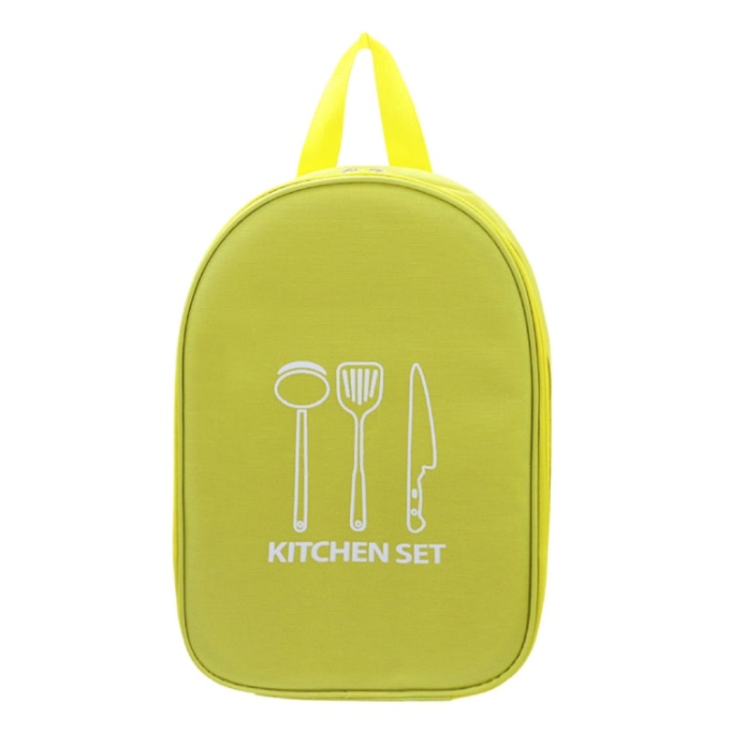 Outdoor Camping Kitchen Utensils Portable Storage Bag Picnic Flatware Supplies Green