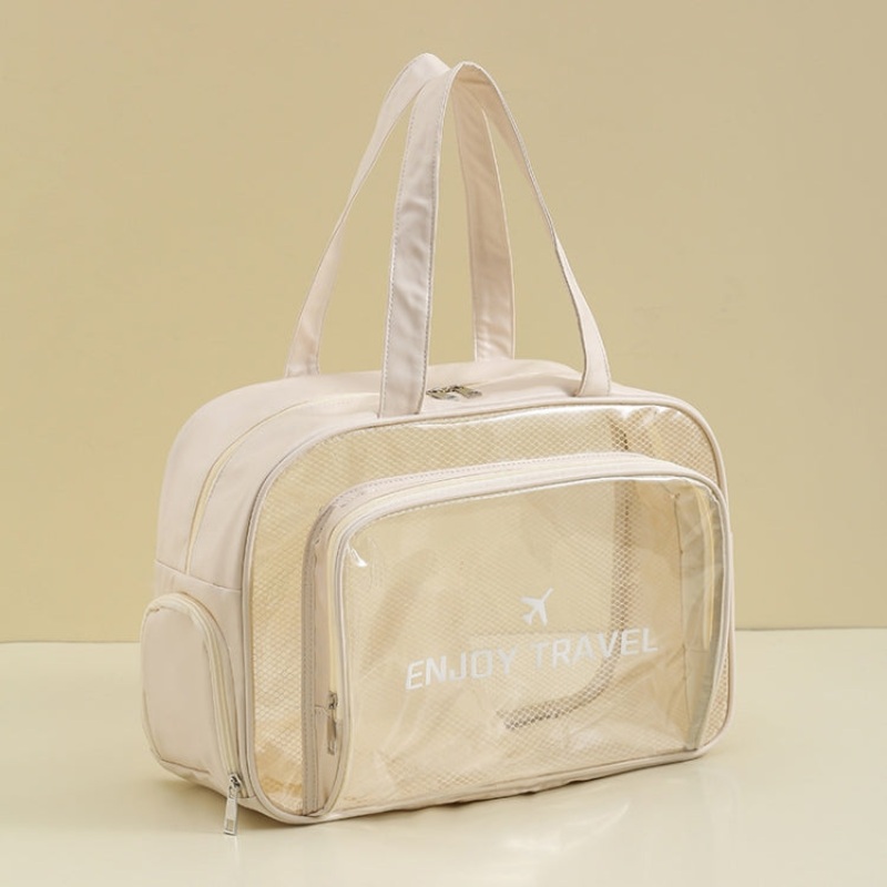 Waterproof Beach Bag Toiletries and Cosmetics Bag with Shoe Compartment (Beige)