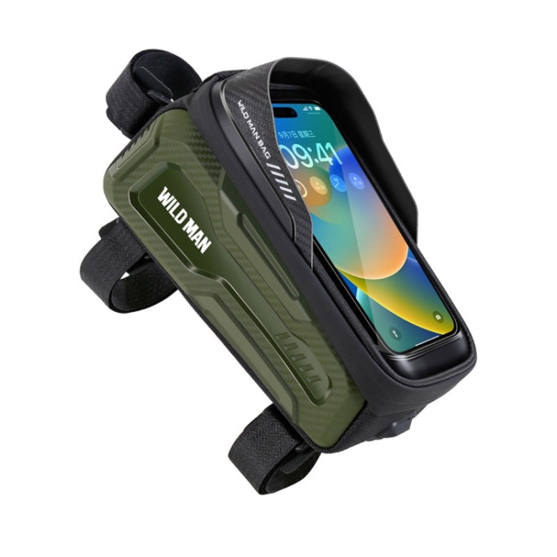 Wild Man Outdoor Cycling Bicycle Phone Touch Screen Waterproof Front Beam Bag-Green. (one size)