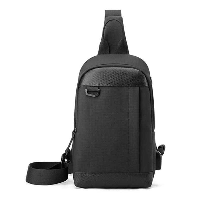 Black Waterproof Shoulder Crossbody Bag Men Chest Bag Multifunctional Riding Casual (Black)