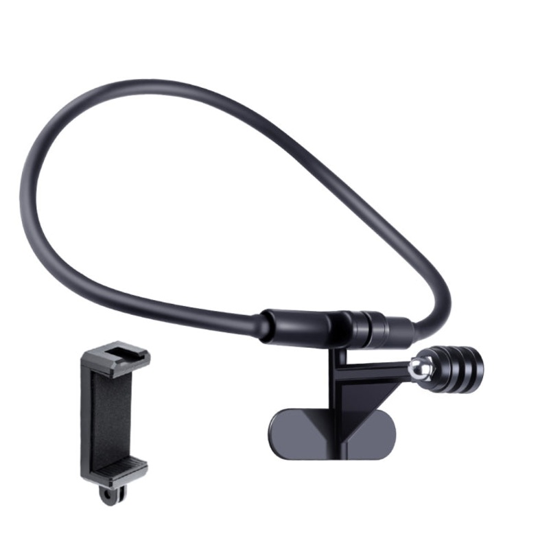Hands Free Lazy Wearable Neck Camera Phone Holder with Phone Clamp, Extended Version (Black)