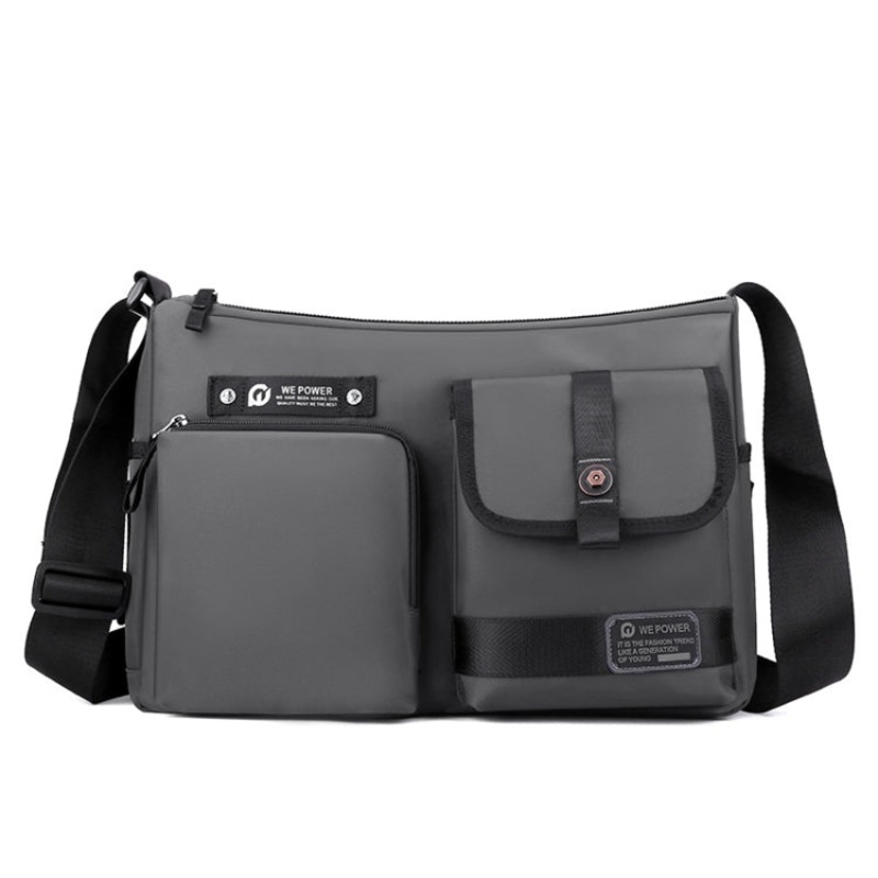 Large Capacity Casual Men Crossbody Bag Outdoor Shoulder Bag (Grey)