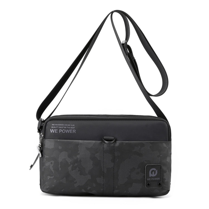 Men Casual Crossbody Bag Outdoor Sports Shoulder Bag (Black)