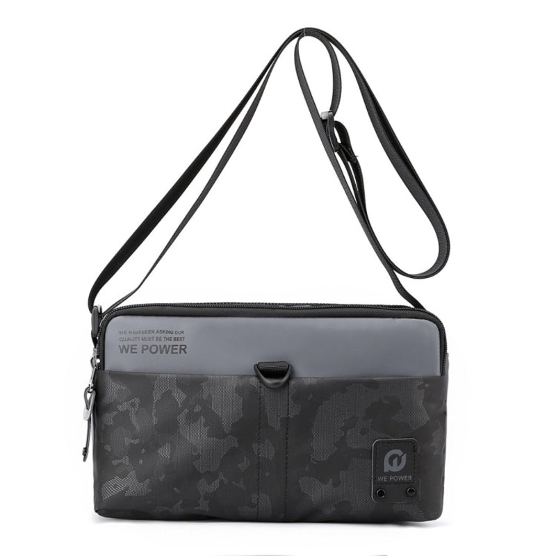 Men Oxford Cloth Casual Crossbody Bag Outdoor Sports Shoulder Bag (Grey)