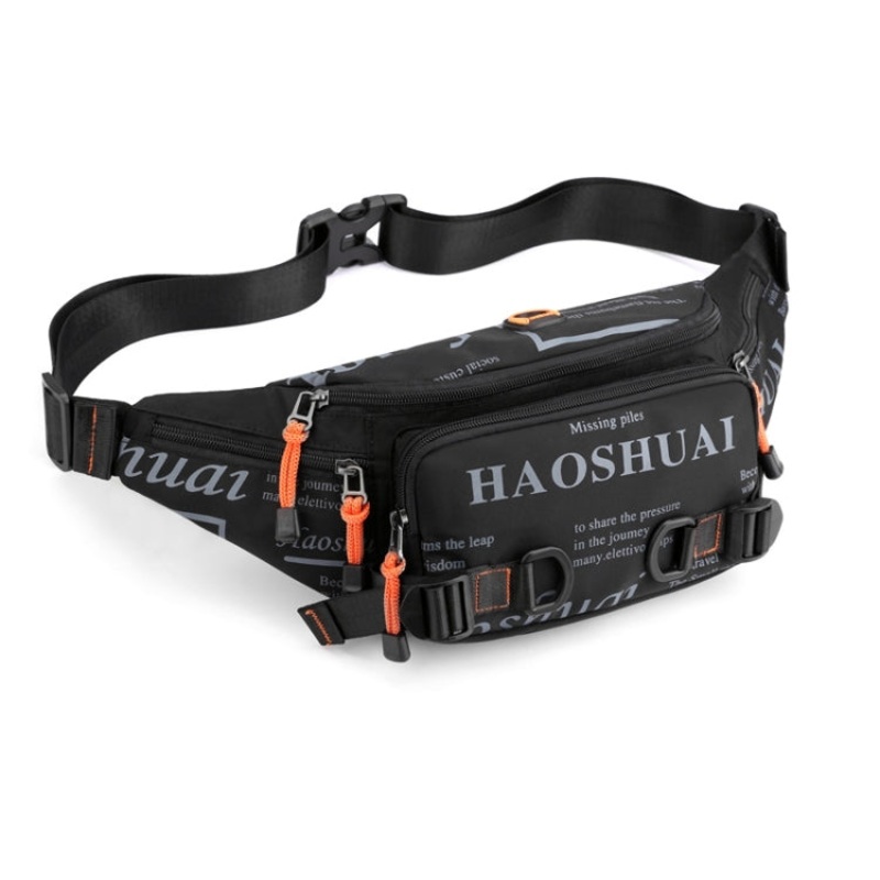 Black Waterproof Nylon Cloth Men Waist Bag Outdoor Travel(Offered sizes: One Size)
