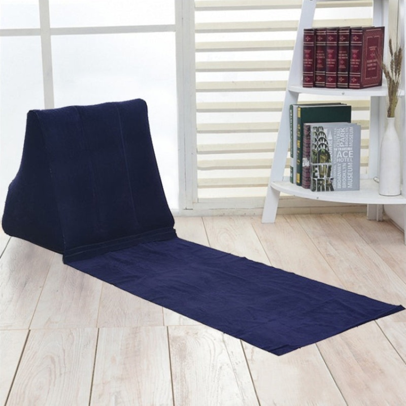 Outdoor Beach PVC Thick Flocked Inflatable Triangle Pad 150x38x46cm (Dark Blue)