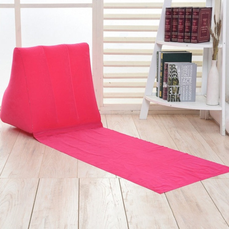 Outdoor Beach PVC Thick Flocked Inflatable Triangle Pad (Rose Red) 150x38x46cm