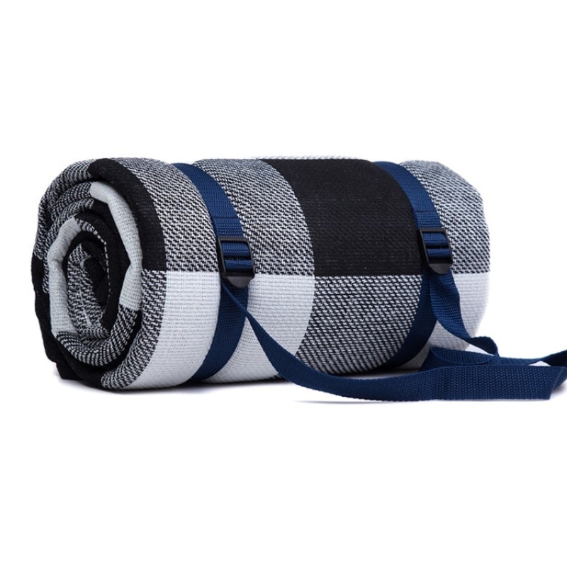 Thickened Moisture-Proof Beach Mat Outdoor Camping Tent Mat 200x200cm Black Gray White Grid